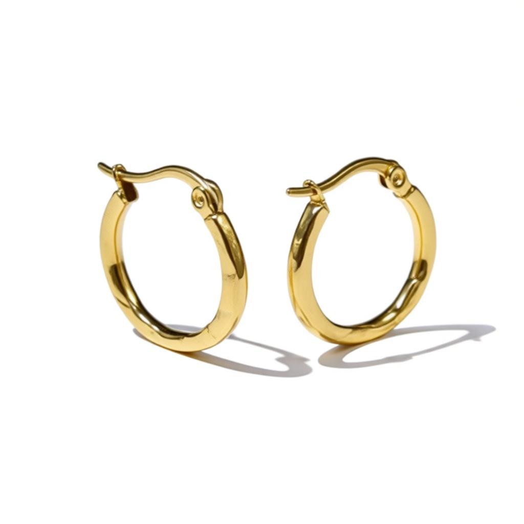 Goudkleurige Oorringen RVS met Fijn Streepmotief (20 mm)