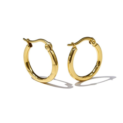 Goudkleurige Oorringen RVS met Fijn Streepmotief (20 mm)