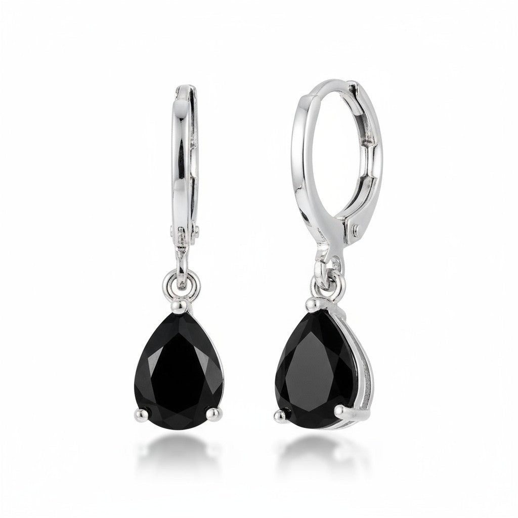 Mini boucles d'oreilles fille – Zircon noir – 10 mm