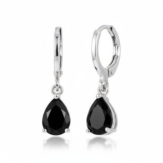 Mini boucles d'oreilles fille – Zircon noir – 10 mm