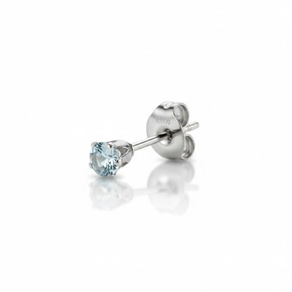 Boucles d'oreilles en zircon bleu clair – 3 mm – Acier inoxydable