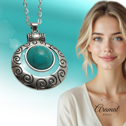 Bohemien Halsketting met Turquoise Steen