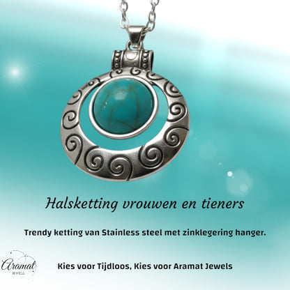 Bohemien Halsketting met Turquoise Steen