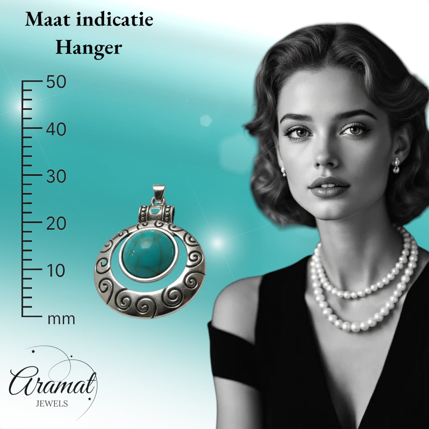 Bohemien Halsketting met Turquoise Steen