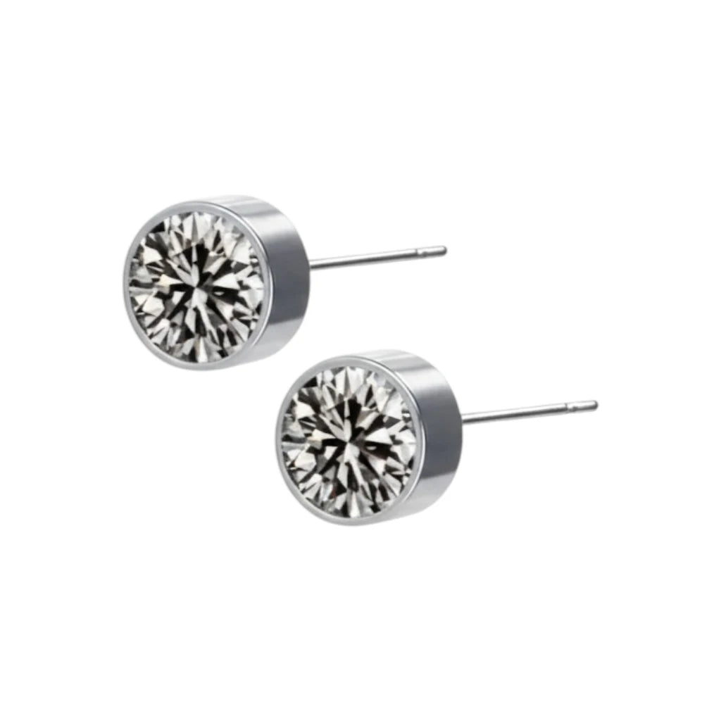 Oorstekers – Staal Kristal Grijs Zilverkleur (6mm)