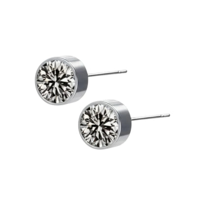 Oorstekers – Staal Kristal Grijs Zilverkleur (6mm)