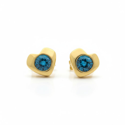 Boucles d'oreilles cœur en zircon bleu