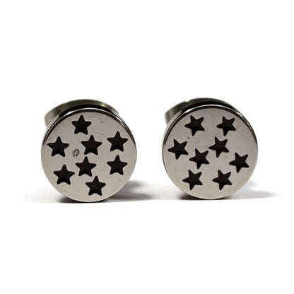 Boucles d'oreilles – Acier inoxydable motif étoile argent/noir (8 mm) 