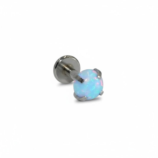 Piercing tragus-hélix – Opale bleue – Barre de 6 mm 