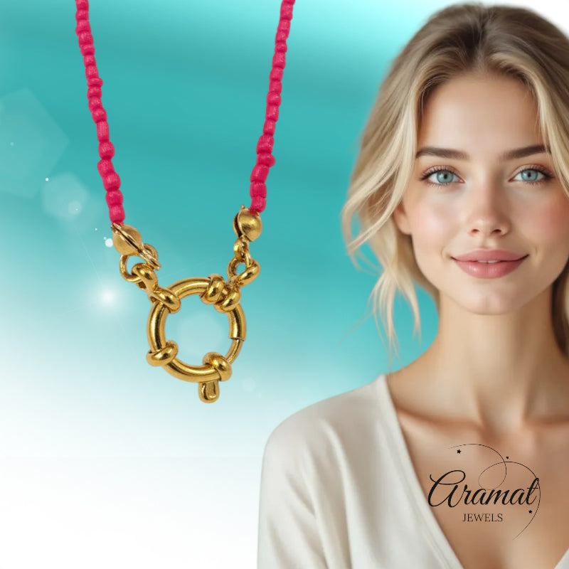 Fel Roze Rocailles Bedelketting