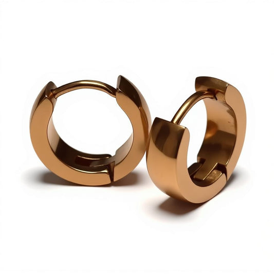 Boucles d'oreilles – Huggies en acier doré rose (14x4mm)