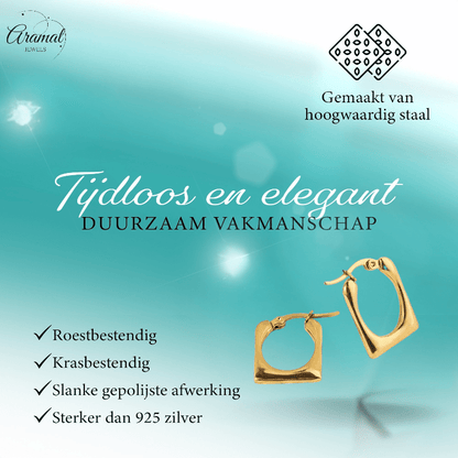 Rechthoekige Oorringen 23x16mm – Goudkleurig RVS – Gladde Finish - oor6348 - 514393 - Oorringen kopen# - 23mm - alles - bolletjes