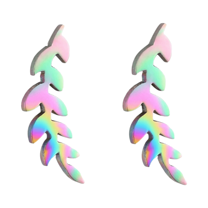 Regenboog blad oorstuds 12×4 mm - oor1989 - Oorbellen kopen# - 12mm - alles - blad