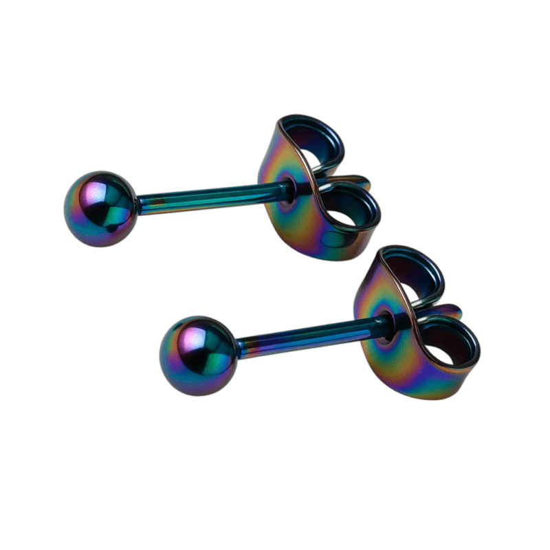 Regenboogkleurige bolletjes oorstuds 3 mm - oor4132 - Oorbellen kopen# - 3mm - alles - bolletjes