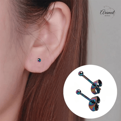 Regenboogkleurige mini oorstuds 2 mm - oor4130 - Oorbellen kopen# - 2mm - alles - bolletjes