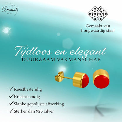 Rode Emaille Oorbellen met Goudkleurige Staal 4mm - oor2591 - ebe017 - Oorbellen kopen# - 4mm - alles