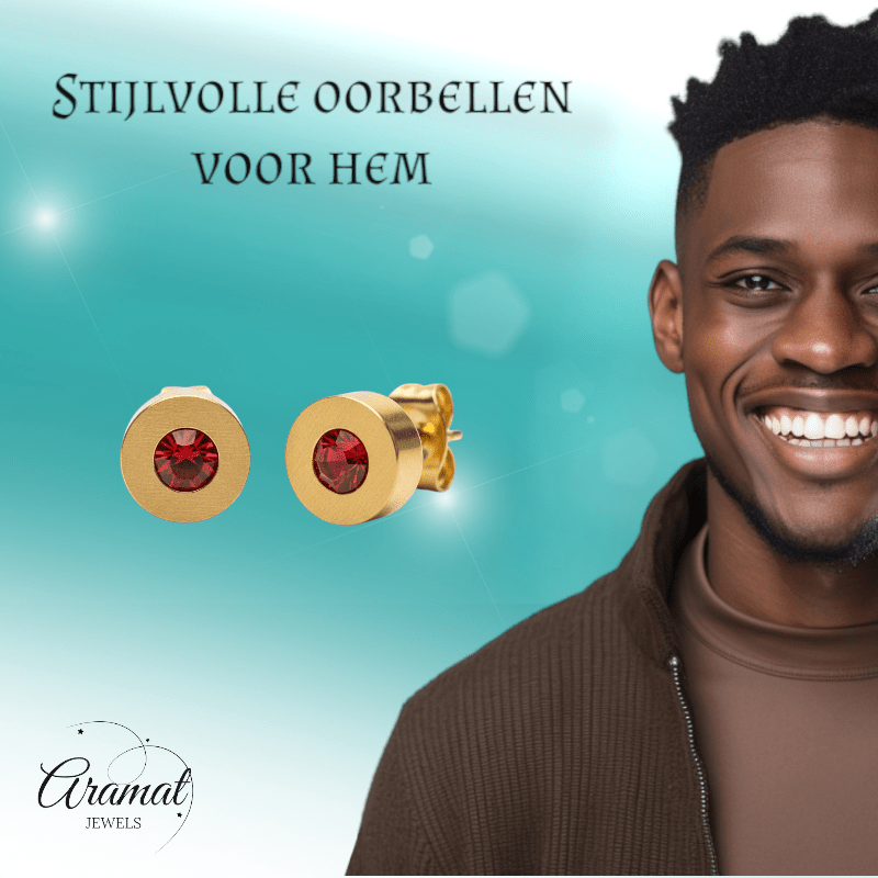 Rode Kristal Oorbellen met goudkleurige Afwerking - Aramat Jewels - Oorbellen - cadeautip