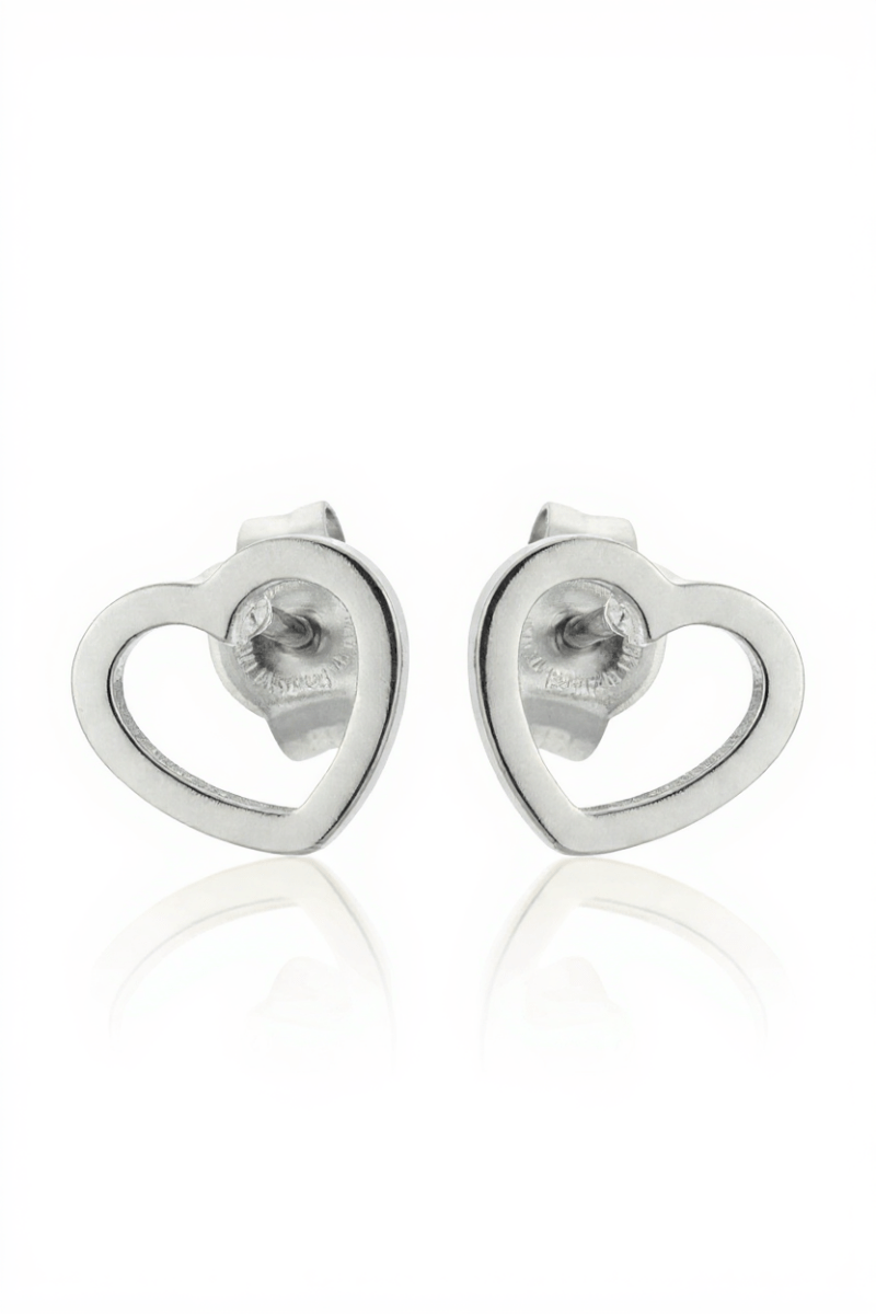 Roestvrij staal hart oorbellen zilverkleur 6mm open hartje, voor de meeste mensen hypoallergeen oorstekers voor dames en kinderen