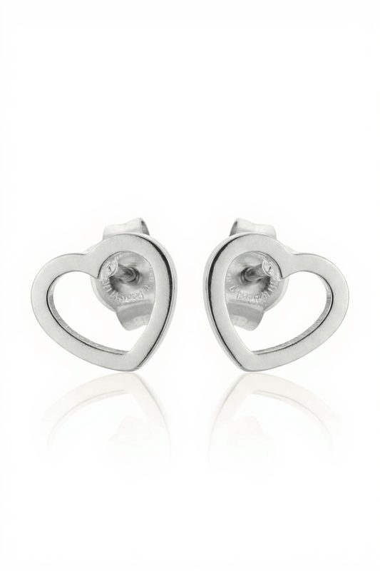 Roestvrij staal hart oorbellen zilverkleur 6mm open hartje, voor de meeste mensen hypoallergeen oorstekers voor dames en kinderen