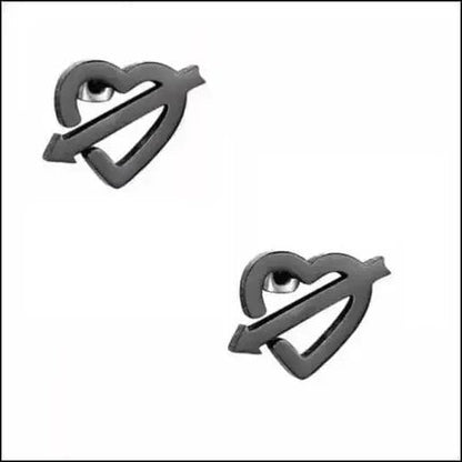 Roestvrij Staal Hart Pijl Oorbellen Zwart 9x8mm - Aramat Jewels - Oorbellen - cadeautip