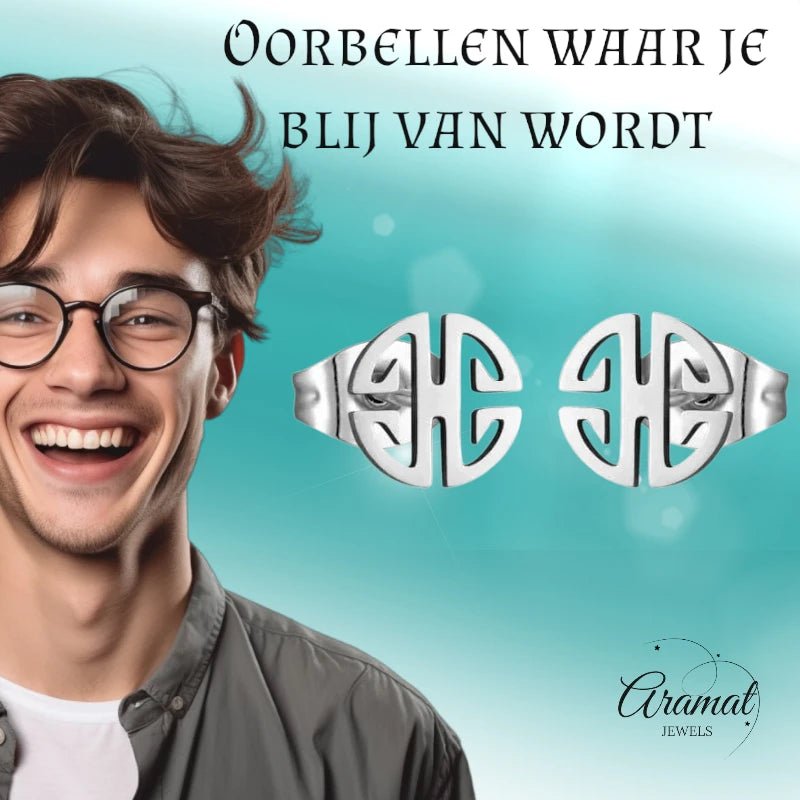 Roestvrij Stalen Oorbellen fantasie motief - oor1409 - Oorbellen kopen# - 9mm - alles
