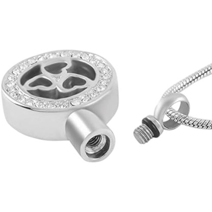 Ronde ashanger met 3 hartjes & kristalrand - Aramat Jewels - Gedenkhangers - cadeautip