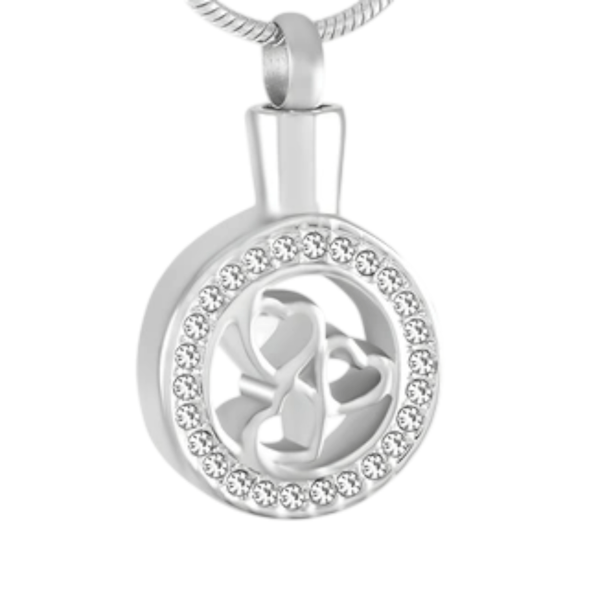 Ronde ashanger met 3 hartjes & kristalrand - Aramat Jewels - Gedenkhangers - cadeautip