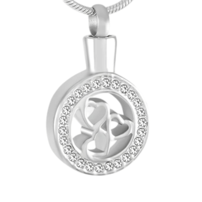 Ronde ashanger met 3 hartjes & kristalrand - Aramat Jewels - Gedenkhangers - cadeautip