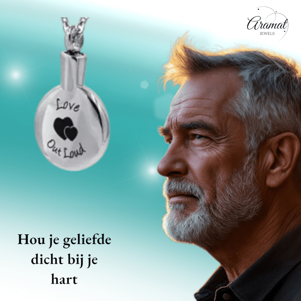 Ronde ashanger met hartjes – Love out loud - Aramat Jewels - Gedenkhangers - cadeautip