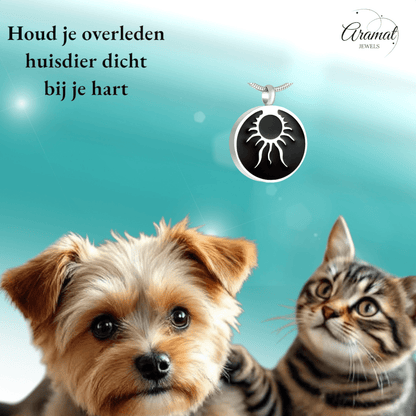 Ronde ashanger tribal design – staal & emaille - Aramat Jewels - Gedenkhangers - cadeautip