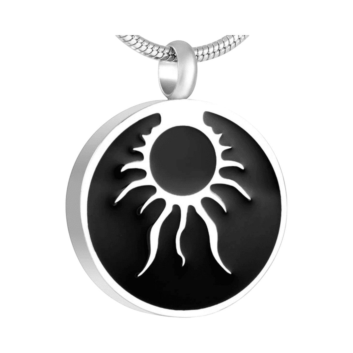 Ronde ashanger tribal design – staal & emaille - Aramat Jewels - Gedenkhangers - cadeautip