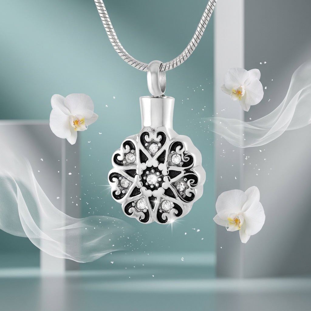 Ronde Keltische ashanger staal met zirkonia - Aramat Jewels - Gedenkhangers - cadeautip