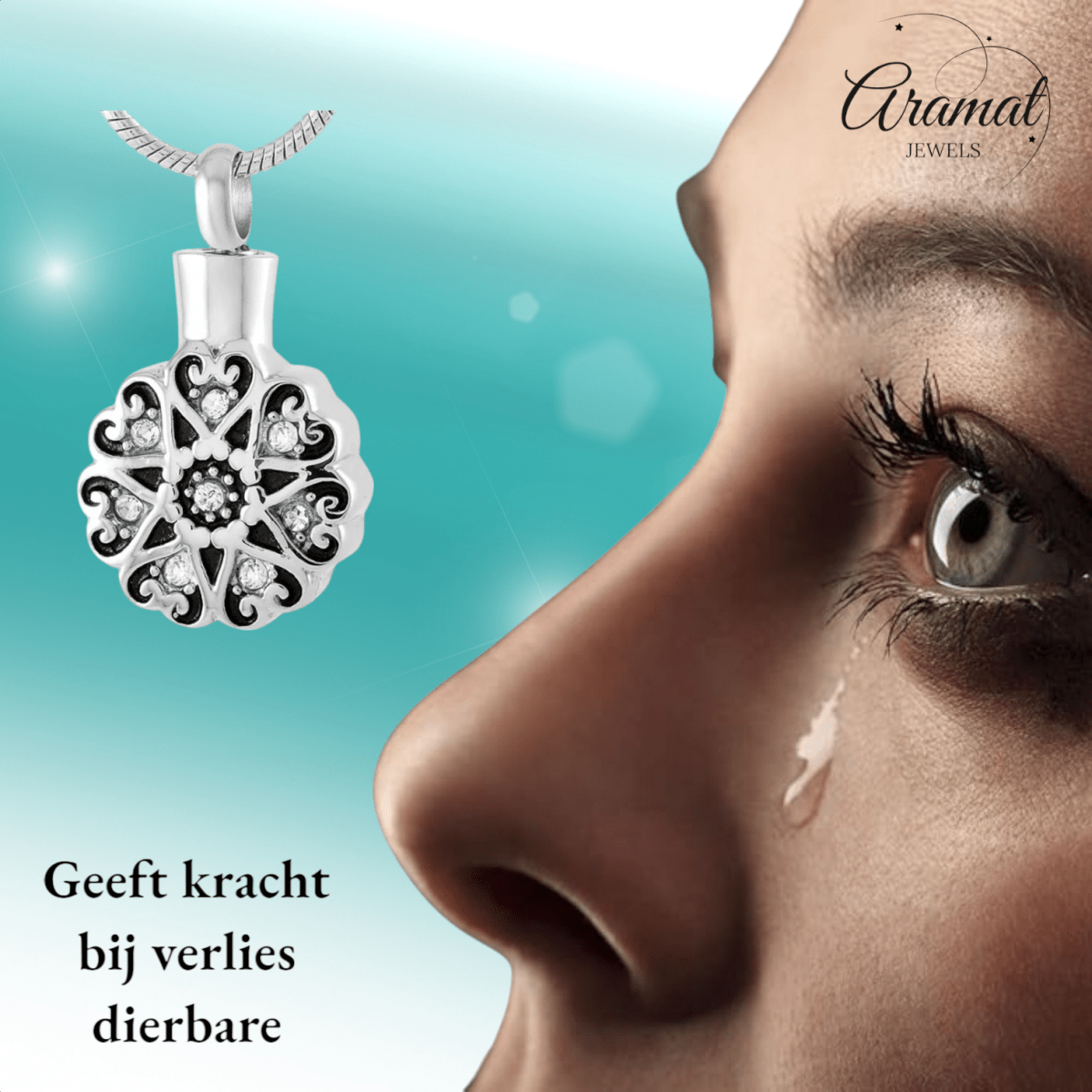 Ronde Keltische ashanger staal met zirkonia - Aramat Jewels - Gedenkhangers - cadeautip
