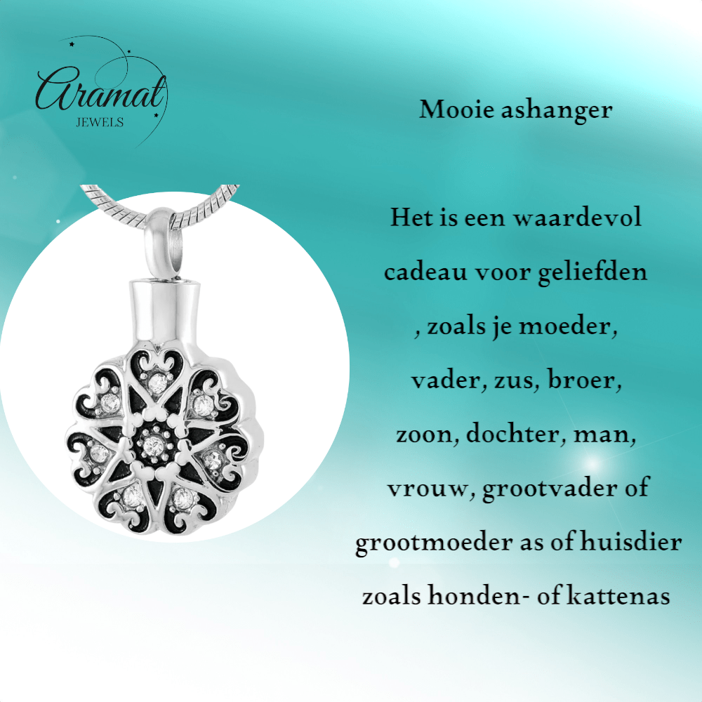 Ronde Keltische ashanger staal met zirkonia - Aramat Jewels - Gedenkhangers - cadeautip