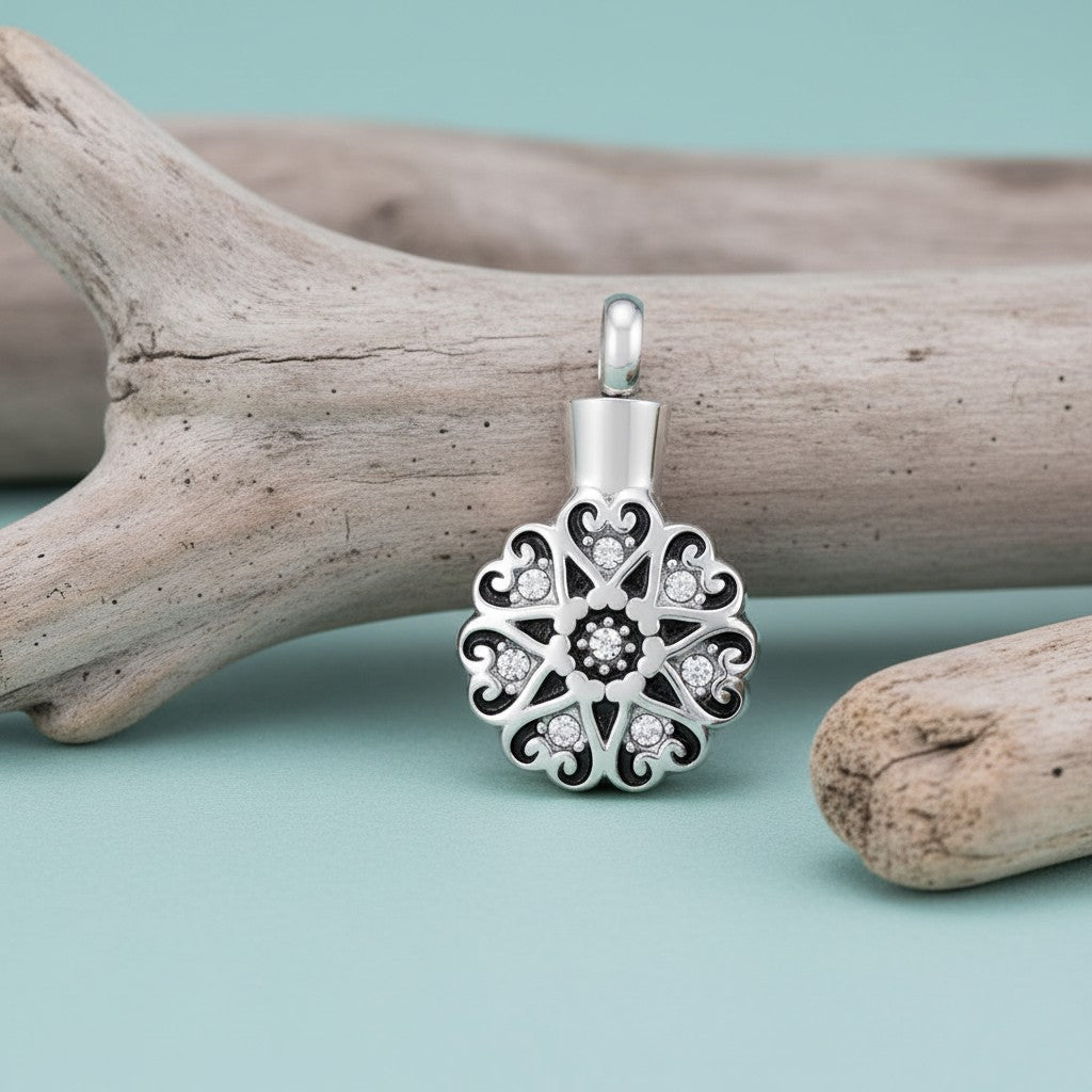 Ronde Keltische ashanger staal met zirkonia - Aramat Jewels - Gedenkhangers - cadeautip