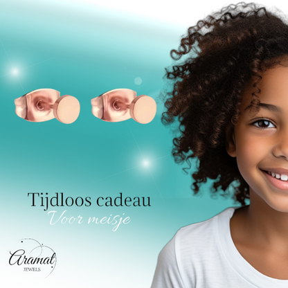 Puces d'oreilles rondes couleur rose, acier inoxydable 4 mm