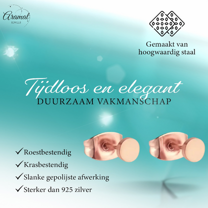 Puces d'oreilles rondes couleur rose, acier inoxydable 4 mm