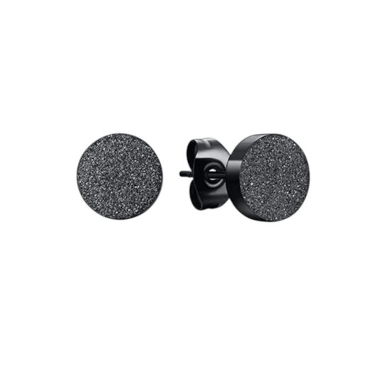 Puces d'oreilles en acier noir mat 8 mm