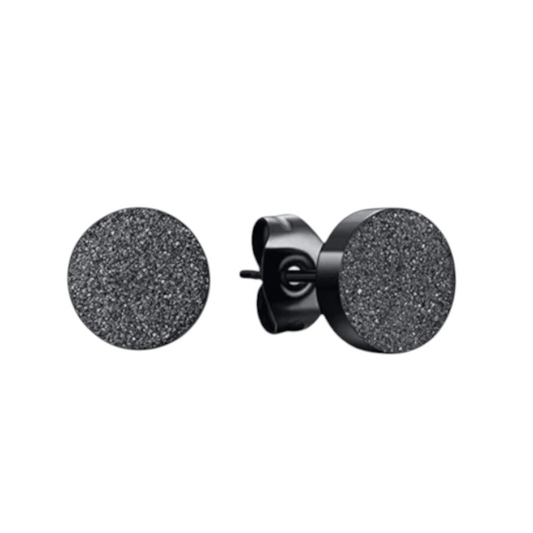 Boucles d'oreilles à clous en acier inoxydable noir mat, 10 mm