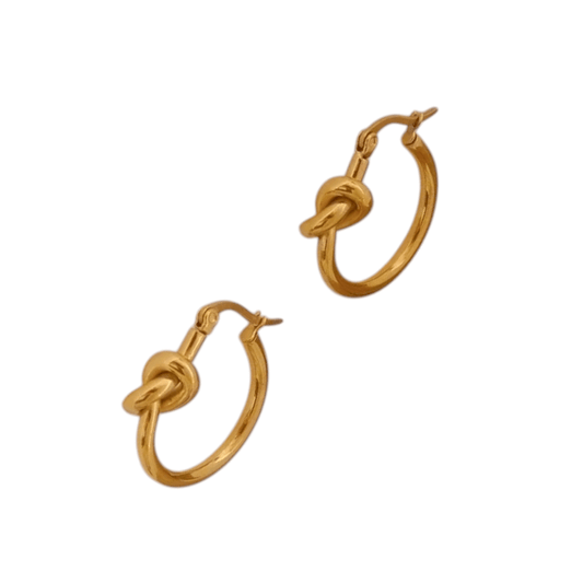 Ronde Oorringen 20x22mm met Knoop – Goudkleurig RVS - oor6350 - 36660 - Oorringen kopen# - 20mm - alles - cadeau