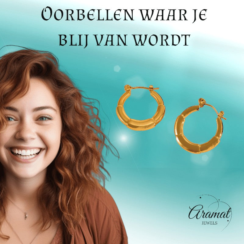 Ronde Oorringen 24x23mm – Goudkleurig RVS – Kleine Hoops - oor6349 - 840144 - Oorringen kopen# - 24mm - alles - cadeau