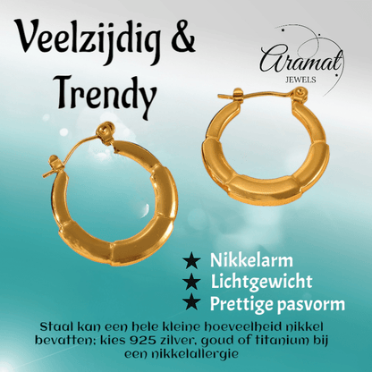 Ronde Oorringen 24x23mm – Goudkleurig RVS – Kleine Hoops - oor6349 - 840144 - Oorringen kopen# - 24mm - alles - cadeau