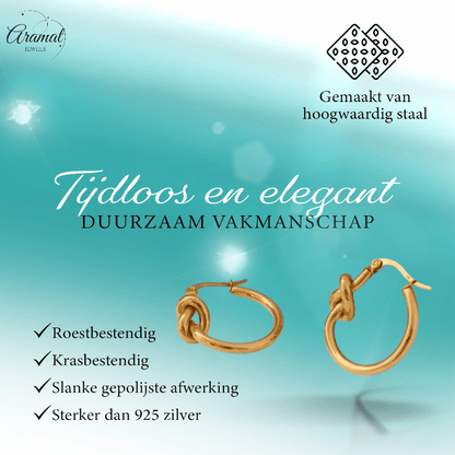 Ronde Oorringen met Knoop 25mm – Goudkleurig Stainless Steel - oor6351 - 36659 - Oorringen kopen# - 25mm - alles - cadeau