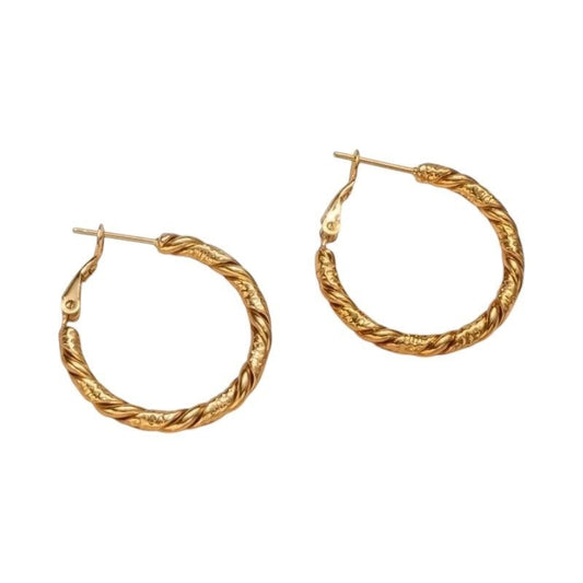 Ronde Oorringen RVS Goudkleurig – 25mm – Gedraaid Motief - oor6314 - 528898 - Oorringen kopen# - 25mm - alles - cadeau