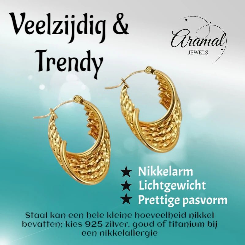 Ronde Oorringen RVS Goudkleurig – 35mm – 6 Hoepels in 1 - oor6323 - 69939 - Oorringen kopen# - 35mm - alles - cadeau