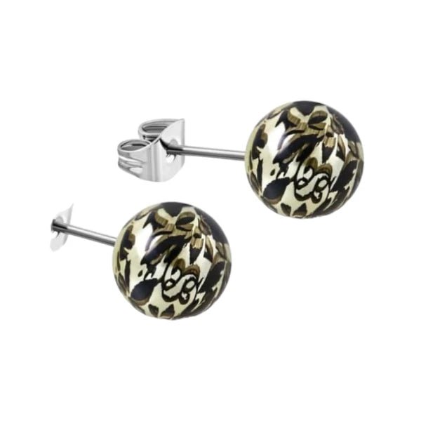 Ronde Spetter Oorbellen 6mm - Zwart/Lichtgroen - Uniek - oor2590 - tte043 - Oorbellen kopen# - 6mm - acryl