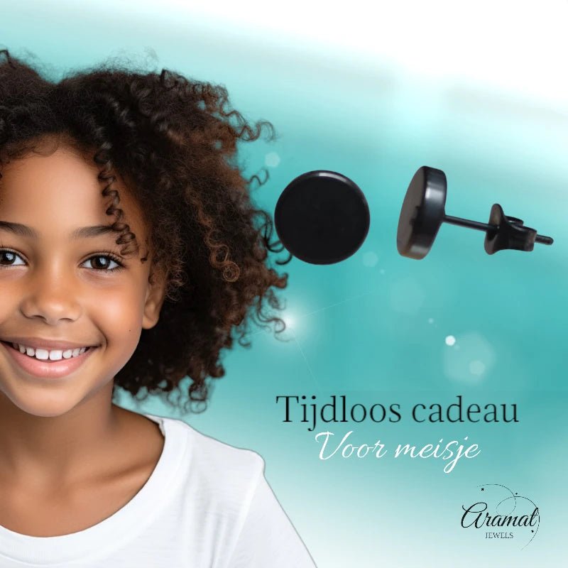 Ronde Zwarte Oorknopjes 5mm – RVS - oor3153 - Oorbellen kopen# - 5mm - alles - cadeau