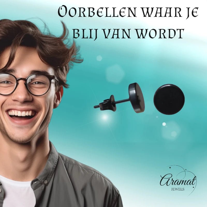 Ronde Zwarte Oorknopjes 5mm – RVS - oor3153 - Oorbellen kopen# - 5mm - alles - cadeau