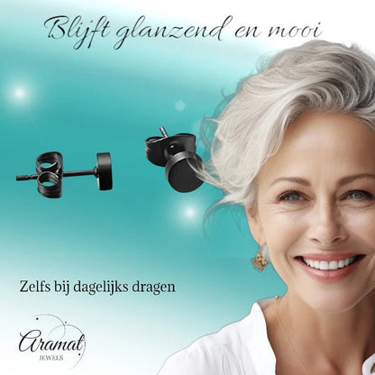 Ronde Zwarte Zweerknopjes 4mm – RVS - oor3152 - Oorbellen kopen# - 4mm - alles