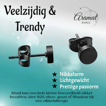 Ronde Zwarte Zweerknopjes 4mm – RVS - oor3152 - Oorbellen kopen# - 4mm - alles